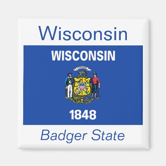 Aimant à drapeau du Wisconsin (Devant)