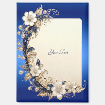 Aimant à embellissement floral bleu blanc