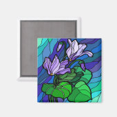 Aimant à fleur pourpre en verre (Recto/Verso)