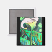 Aimant à fleur tropicale blanc et vert (Recto/Verso)