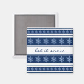 Aimant à flocon de neige bleu et blanc chic Navy (Recto/Verso)