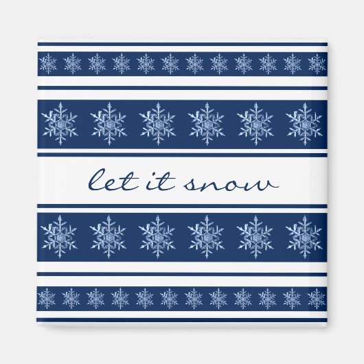 Aimant à flocon de neige bleu et blanc chic Navy (Devant)