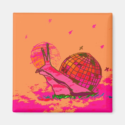 Aimant à frigo à escargots disco (Devant)