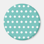 Aimant à frigo à points polka (Aqua & White) (Devant)