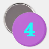 Aimant à frigo rond - Numéro 4 - Turquoise/Violet (Recto/Verso)