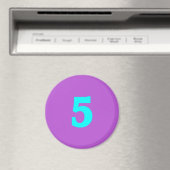Aimant à frigo rond - Numéro 5 - Turquoise/Violet (In Situ (Lave-vaisselle))