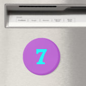 Aimant à frigo rond - Numéro 7 - Turquoise/Violet (In Situ (Lave-vaisselle))