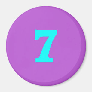Aimant à frigo rond - Numéro 7 - Turquoise/Violet