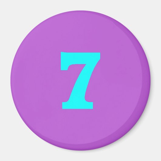 Aimant à frigo rond - Numéro 7 - Turquoise/Violet (Devant)
