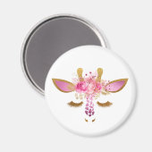 Aimant à girafe rose et doré (Recto/Verso)