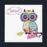 Aimant à hibou floral vert coloré rétro<br><div class="desc">Un hibou coloré aux couleurs vives et rétro et aux motifs floraux. Certaines couleurs sont violet foncé,  bleu clair,  chartreuse et rose chaud. Si vous aimez ce design mais que vous l'aimez dans une couleur ou des mots différents,  veuillez cliquer sur le bouton de contact. Merci.</div>