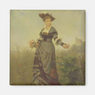 Aimant A Lady picking flowers in a landscape (panel)