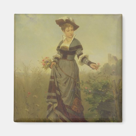 Aimant A Lady picking flowers in a landscape (panel) (Devant)