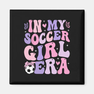 Aimant À l'ère de ma fille footballeuse Rétro Groovy Fill
