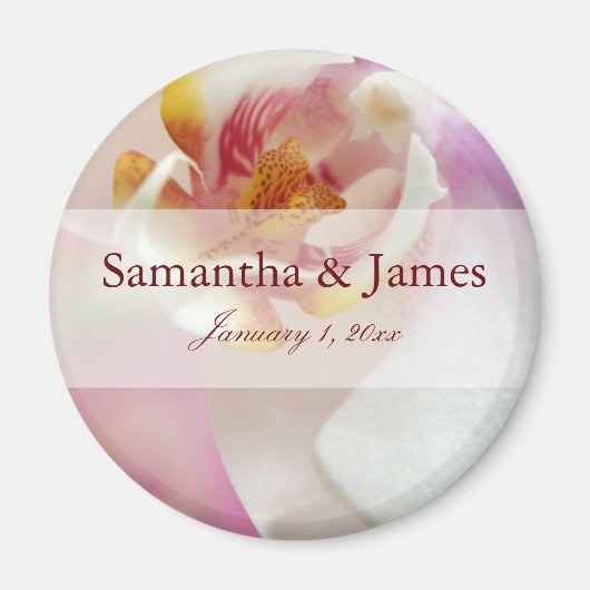 Aimant À l'intérieur de l'orchidée rouge foncé et blanche (Devant)