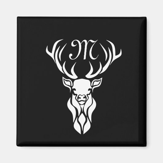Aimant à monogramme blanc de silhouette tribal (Devant)