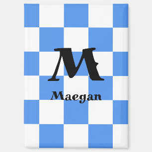 Aimant à motif carreaux bleus