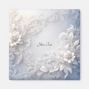 Aimant à motif floral blanc