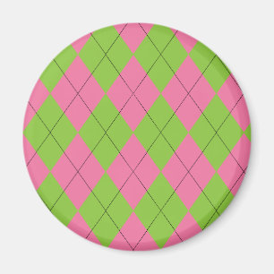 Aimant à motifs de losanges rose et vert