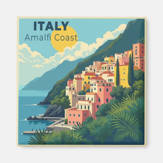 Aimant A Nostalgic Classic Travel Poster – Amalfi Coast (Devant)