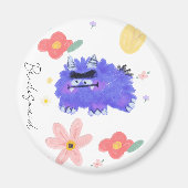 Aimant A Not-So-Scary Monster in a Flower Patch Tote Bag (Devant)