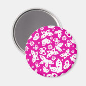 Aimant à papillon rose et blanc (Recto/Verso)