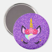 Aimant à Parties scintillant violet Unicorne perso (Recto/Verso)