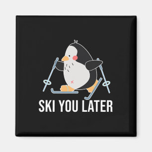 Aimant À plus tard Pingouin de ski Hiver Neige Noël