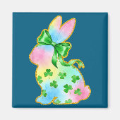 Aimant A Rainbow Rabbit With Green Bow And Shamrock St Pa (Devant)