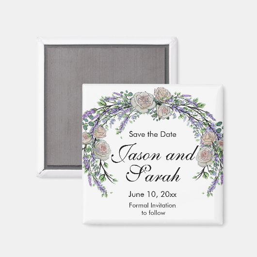 Aimant à roses blanches de lavande eucalyptus (Recto/Verso)