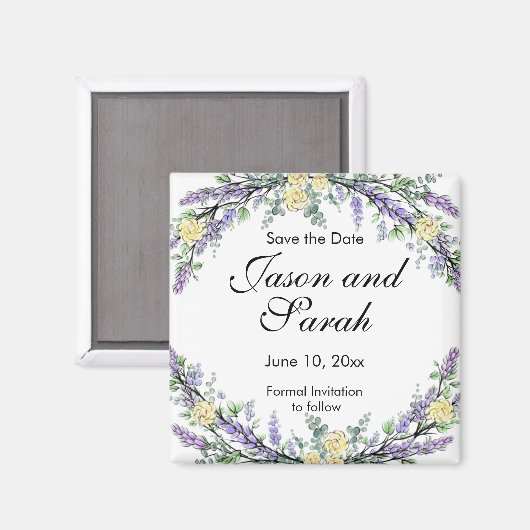 Aimant à roses jaune lavande eucalyptus (Recto/Verso)