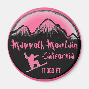 Aimant à snowboard rose de Mammoth Mountain Califo