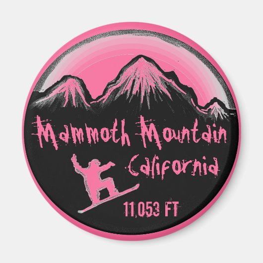 Aimant à snowboard rose de Mammoth Mountain Califo (Devant)