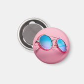 Aimant à thème lunettes de soleil, rose cool (Recto/Verso)