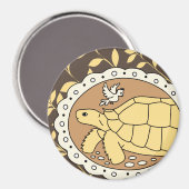 Aimant à tortue sulcata (ovale brun) (Recto/Verso)