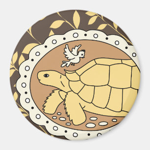 Aimant à tortue sulcata (ovale brun)