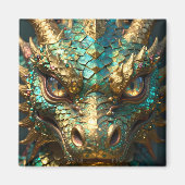 Aimant A Turquoise and Gold Dragon Mystical (Devant)