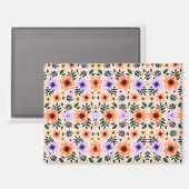 Aimant A vibrant floral pattern features orange  (Recto/Verso)