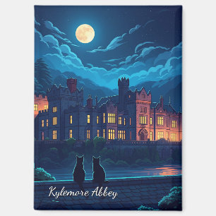 Aimant Abbaye de Kylemore Chats d'Irlande la nuit