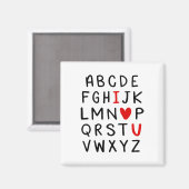 Aimant Abc Alphabet J'aime Vous Prof D'anglais Saint-Vale (Recto/Verso)