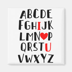 Aimant Abcd Je T'Aime Alphabet Hommes Femmes Mignon Drôle