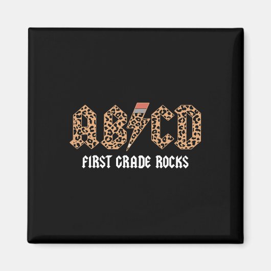 Aimant Abcd Rocks Première année Retour à l'école Léopard (Devant)