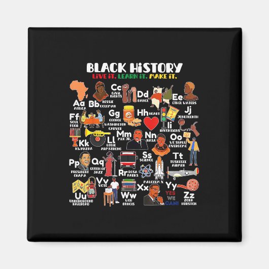 Aimant Abcs Du Mois De L'histoire Des Noirs Fierté Vive A (Devant)