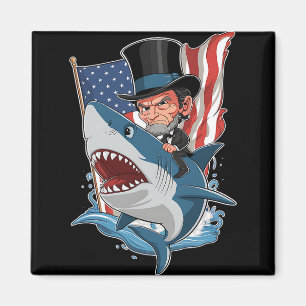 Aimant Abe Lincoln à cheval sur un requin Incroyable 14 j