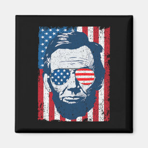 Aimant Abe Lincoln Barbe Lunettes De Soleil Et Drapeau A