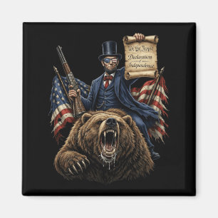 Aimant Abe Lincoln chevauchant un ours avec déclaration d