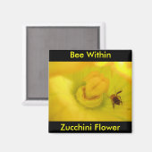 Aimant Abeille dans la fleur de courgette (Recto/Verso)