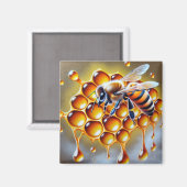 Aimant Abeille de miel sur peigne de miel avec du miel do (Recto/Verso)