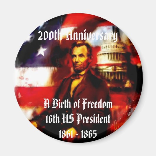 Aimant Abraham Lincoln 200e anniversaire Commémoration (Devant)