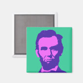 Aimant Abraham Lincoln en Pop Art rose & violet (Recto/Verso)